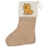 Weihnachtsstrumpf Chow-Chow Comic Chowie Beige Jute