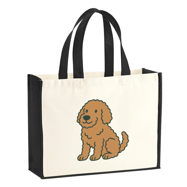 Jutetasche Labradoodle Comic Labradoo 21 Liter Black