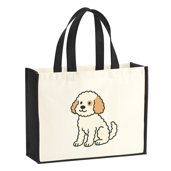 Jutetasche Cavapoo Comic Caviepoo 21 Liter Black