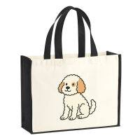 Jutetasche Cavapoo Comic Caviepoo 21 Liter Black