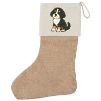 Weihnachtsstrumpf Bernedoodle Comic Berniepoo Beige Jute