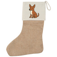 Weihnachtsstrumpf Podenco Comic Poddi Beige Jute
