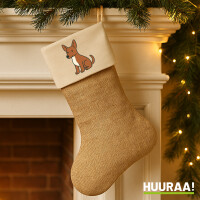 Weihnachtsstrumpf Podenco Comic Poddi Beige Jute