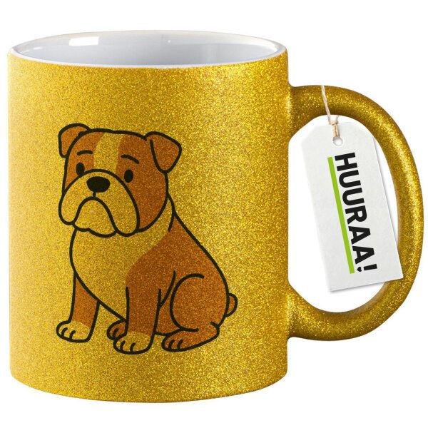 Glitzertasse English Bulldog Comic Bully 330ml