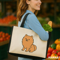 Jutetasche Zwergspitz Comic Pomeranian 21 Liter Black