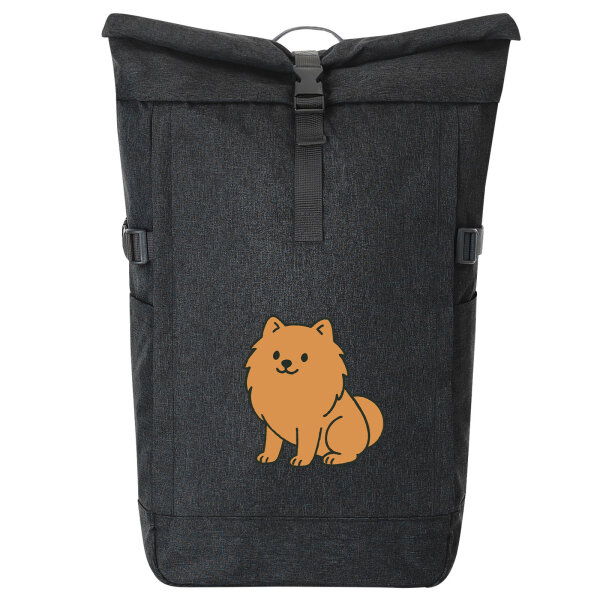 Kurierrucksack Zwergspitz Comic Pomeranian 30-44 Liter Black Melange