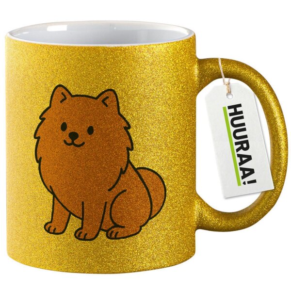 Glitzertasse Zwergspitz Comic Pomeranian 330ml