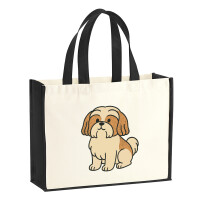 Jutetasche Shih Tzu Comic Shishi 21 Liter Black