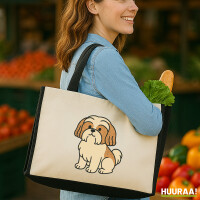 Jutetasche Shih Tzu Comic Shishi 21 Liter Black