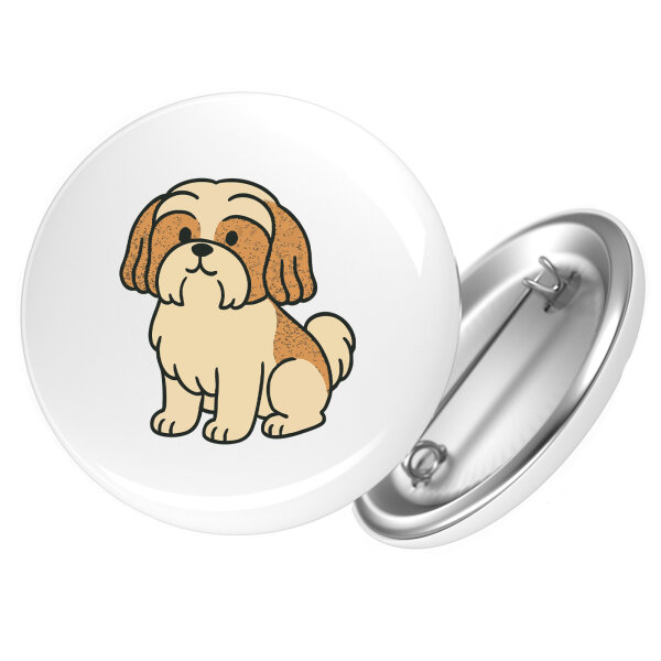 Button Shih Tzu Comic Shishi rund