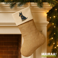 Weihnachtsstrumpf Dobermann Comic Dobi Beige Jute