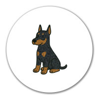 Aufkleber Dobermann Comic Dobi 10cm rund
