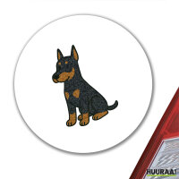 Aufkleber Dobermann Comic Dobi 10cm rund