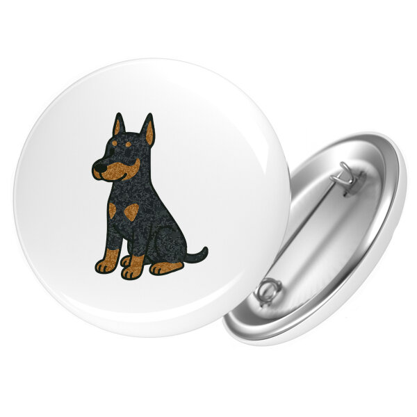 Button Dobermann Comic Dobi rund