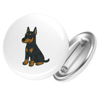 Button Dobermann Comic Dobi rund