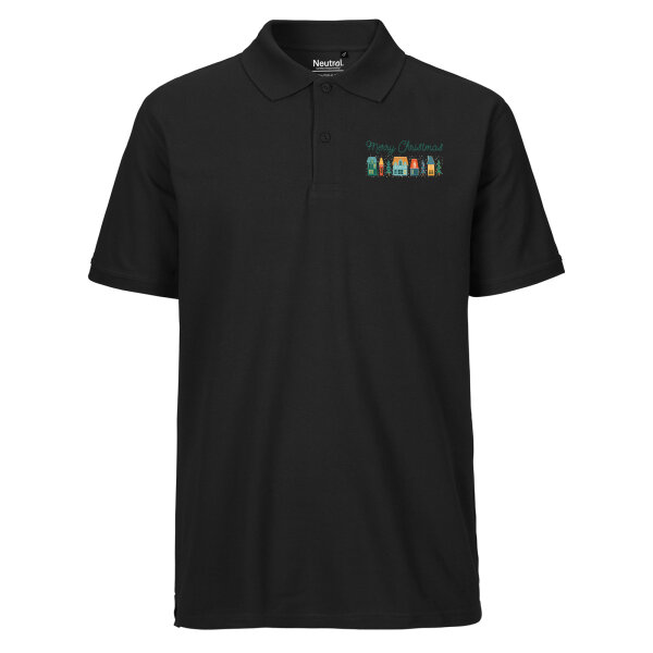 Herren Polo Shirt Merry Christmas Weihnachtsdorf