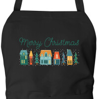 Schürze Merry Christmas Weihnachtsdorf mit Taschen