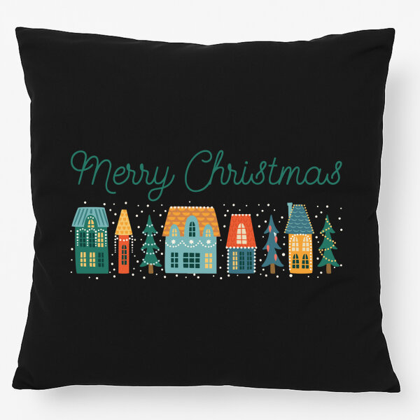 Kissen Merry Christmas Weihnachtsdorf 40x40cm