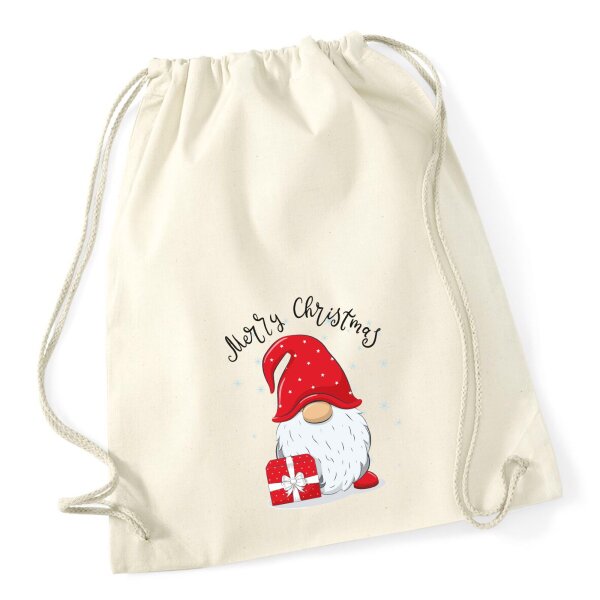 Turnbeutel Merry Christmas Wichtel 12 Liter