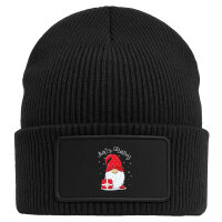 Beanie mit Patch Merry Christmas Wichtel Black