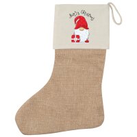 Weihnachtsstrumpf Merry Christmas Wichtel Beige Jute