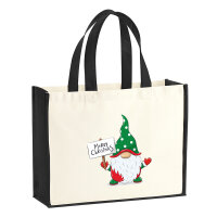 Jutetasche Wichtel Merry Christmas 21 Liter Black