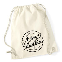Turnbeutel Merry Christmas Schriftzug 12 Liter