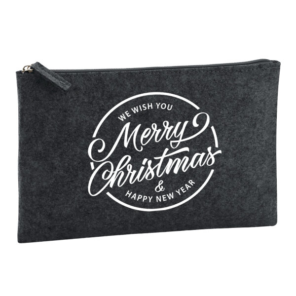 Kulturbeutel Merry Christmas Schriftzug 1 Liter Charcoal