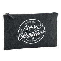Kulturbeutel Merry Christmas Schriftzug 1 Liter Charcoal