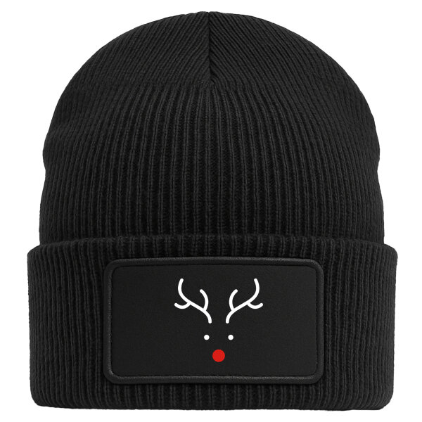 Beanie mit Patch Rentier Rudolph Black