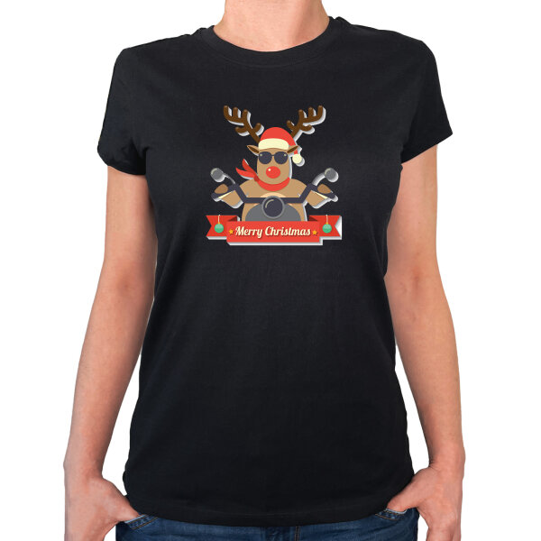 Damen T-Shirt Cooles Rentier Rudolph