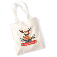 Jutebeutel Cooles Rentier Rudolph 10 Liter