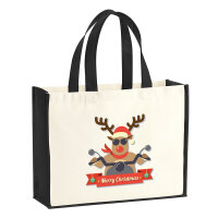 Jutetasche Cooles Rentier Rudolph 21 Liter Black