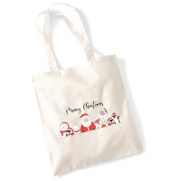 Jutebeutel Merry Christmas Familie Weihnachtshelfer 10 Liter
