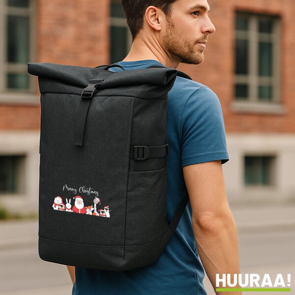 Kurierrucksack Merry Christmas Familie Weihnachtshelfer 30-44 Liter Black Melange