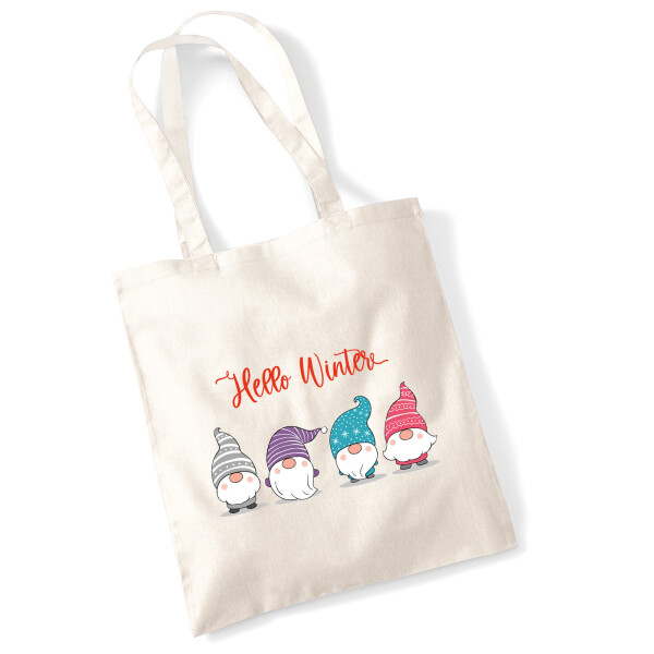 Jutebeutel Hello Winter Wichtel Weihnachtself 10 Liter