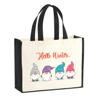 Jutetasche Hello Winter Wichtel Weihnachtself 21 Liter Black