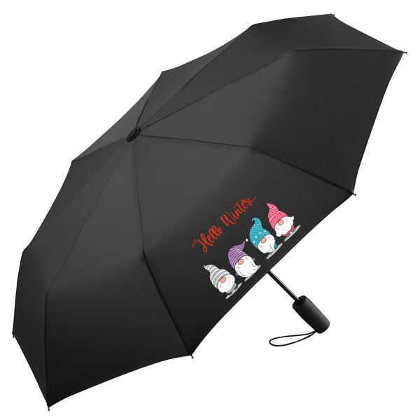Regenschirm Hello Winter Wichtel Weihnachtself 98cm Schwarz