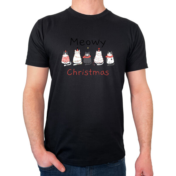 Herren T-Shirt Meowy Christmas Katzen