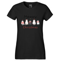 Damen T-Shirt Meowy Christmas Katzen