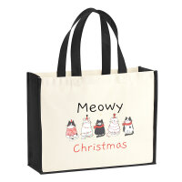Jutetasche Meowy Christmas Katzen 21 Liter Black