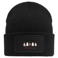Beanie mit Patch Meowy Christmas Katzen Black