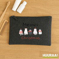 Kulturbeutel Meowy Christmas Katzen 1 Liter Charcoal