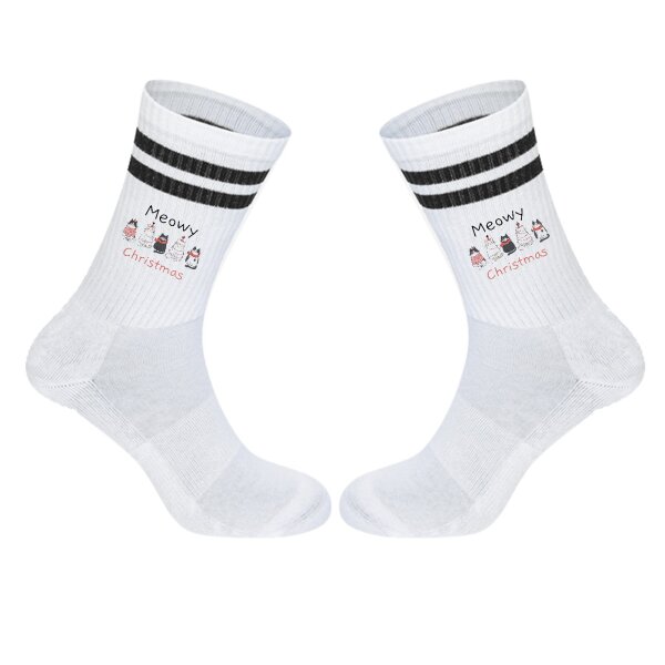 Unisex Socken Meowy Christmas Katzen Baumwolle