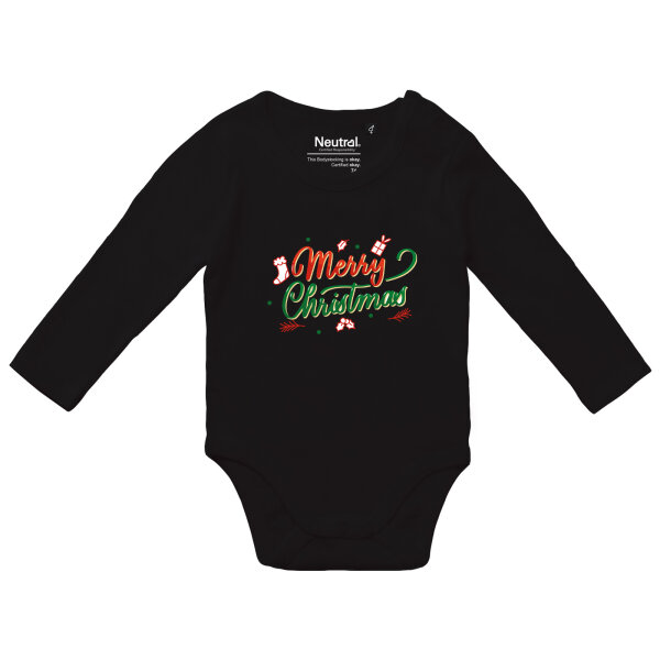 Baby Body Merry Christmas Grün Rot