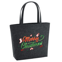 Filz Shopper Merry Christmas Grün Rot 22 Liter