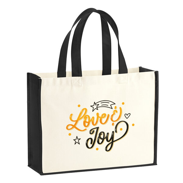 Jutetasche Love & Joy Schriftzug 21 Liter Black
