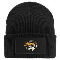 Beanie mit Patch Love & Joy Schriftzug Black