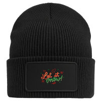 Beanie mit Patch Let it Snow Schriftzug Black