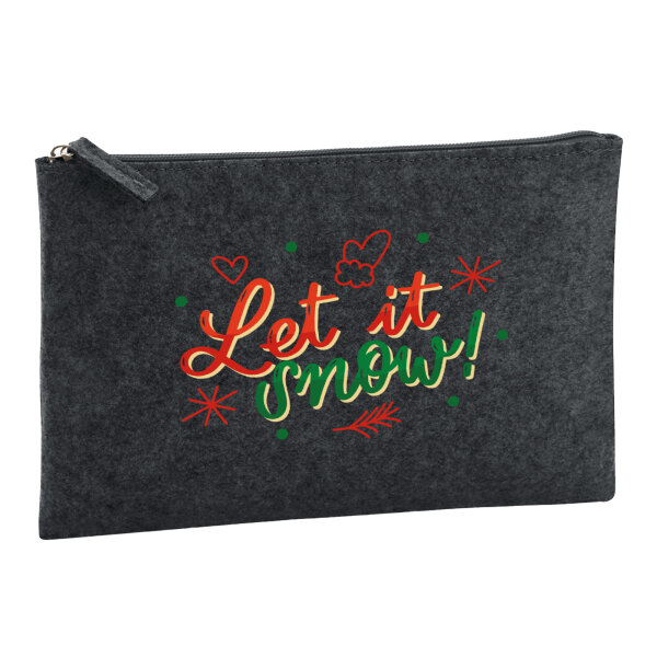 Kulturbeutel Let it Snow Schriftzug 1 Liter Charcoal